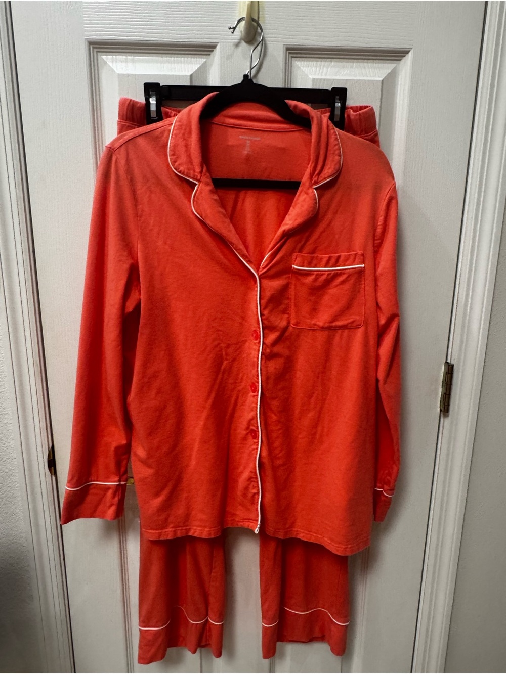 Amazon Essentials Coral Pajama Set with White Piping